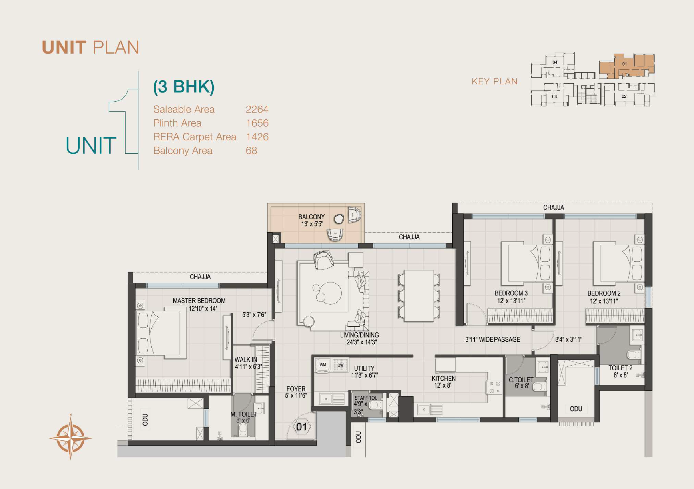 3BHK - Type 1
